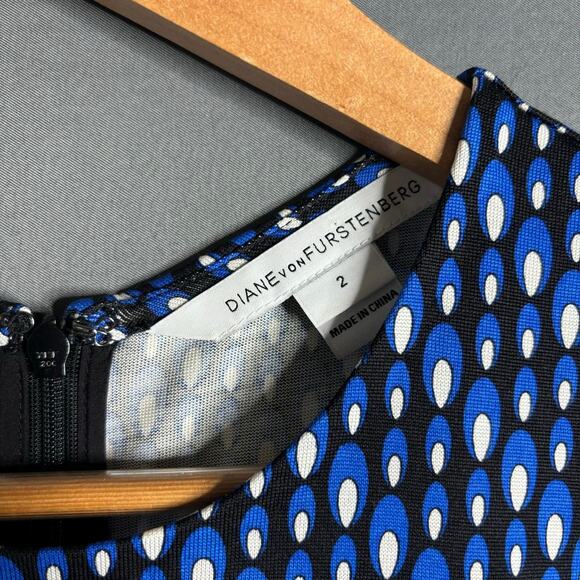 Diane Von Furstenberg Evita Dress Blue Green Size 2 - Picture 5 of 5